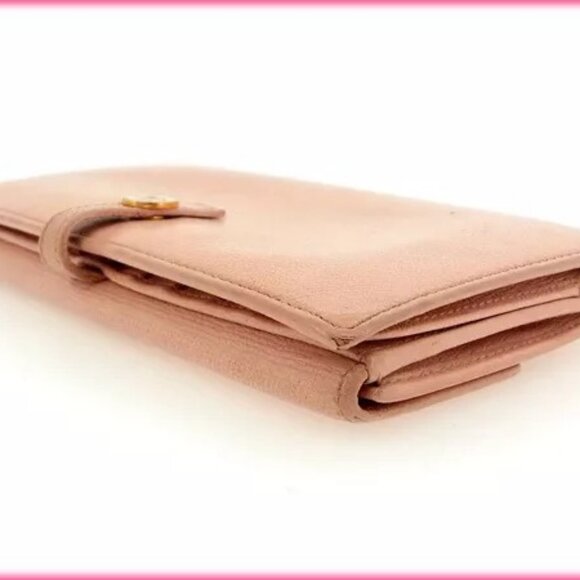 Chanel Wallet Purse Long Wallet Coco Button Pink Woman Authentic - Picture 6 of 9